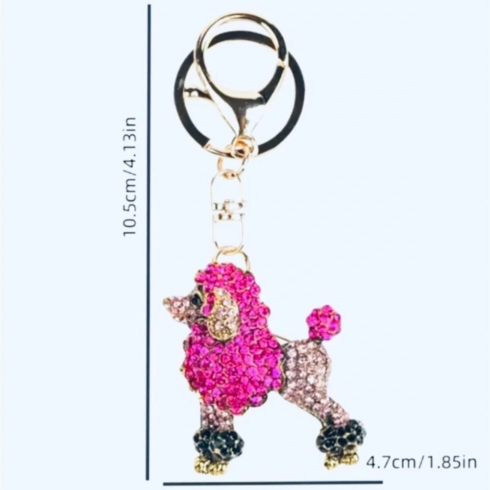 BAG CHARM/KEY CHAIN: Purple Rhinestone Poodle Keychain, NWOT
